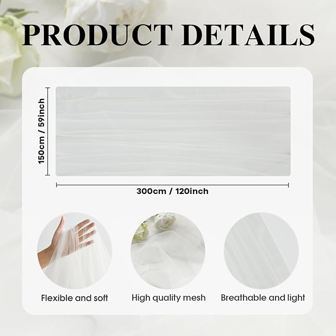 Artoid Mode Ivory Gauze Table Runner 120 Inch 10FT, Seasonal Sheer Kitchen Dining Holiday Wedding Birthday Baby Shower Table Decor for Home Party