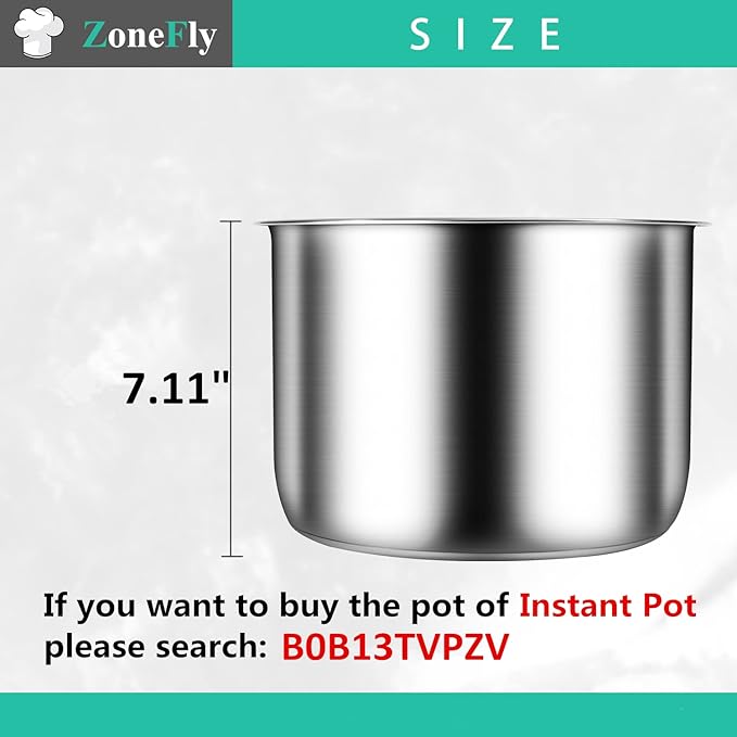 Original 8Qt Power Cooker XL Replacement Inner Pot Stainless Steel Compatible with 8 Quart Power Pressure Cooker Model PPC772 (or #PPC772) PPC780 (or #PPC780) and WAL3 Stainless Steel Inner Pot Parts