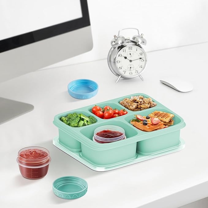 Salad Dressing Container to Go with lids,Dishwasher and Microwave Safe Tiny Condiment Containers with Graduated Lines, Reusable and Leakproof Small Sauce Containers for Lunch Box 6 Pcs 2.7 OZ Mixed 1