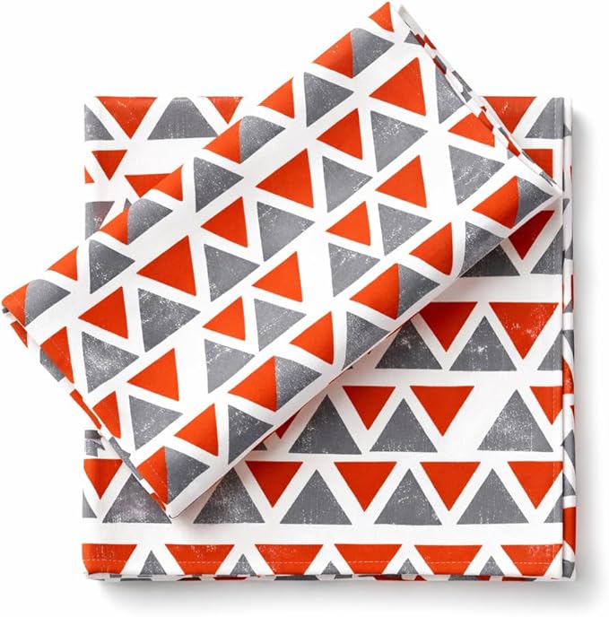 FINGERCRAFT Cloth Napkins, Set of 12 Cotton Linen Blend Printed Dinner Napkins Cloth Mitered Corner Perfect for Parties Dinners Weddings Cocktail Christmas Easter 20x20 Terracotta Geo
