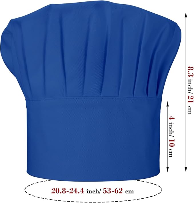 Chef Apron and Hat set, 2 Pockets Adjustable Cotton Kitchen Cooking Bib Apron, Baker Costume for Men Women
