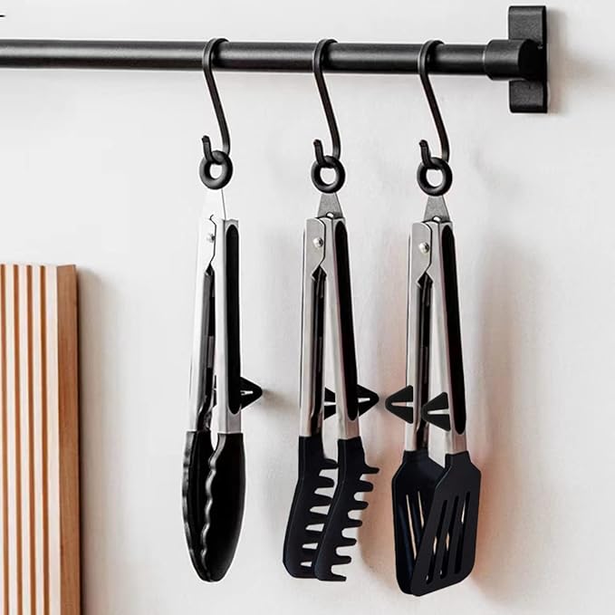 Kitchen Tongs, 9 Inch Tongs for Cooking with Silicone Tips, Food Grade Small Silicone Tong, Mini Serving Tongs for Nonstick Pans, BBQ, Salad, Set of 3, Black