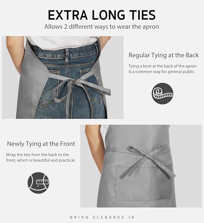 Syntus Apron for Men Women, Adjustable Cooking Kitchen Chef Aprons with 2 Pockets, Cotton/Polycotton/Polyester