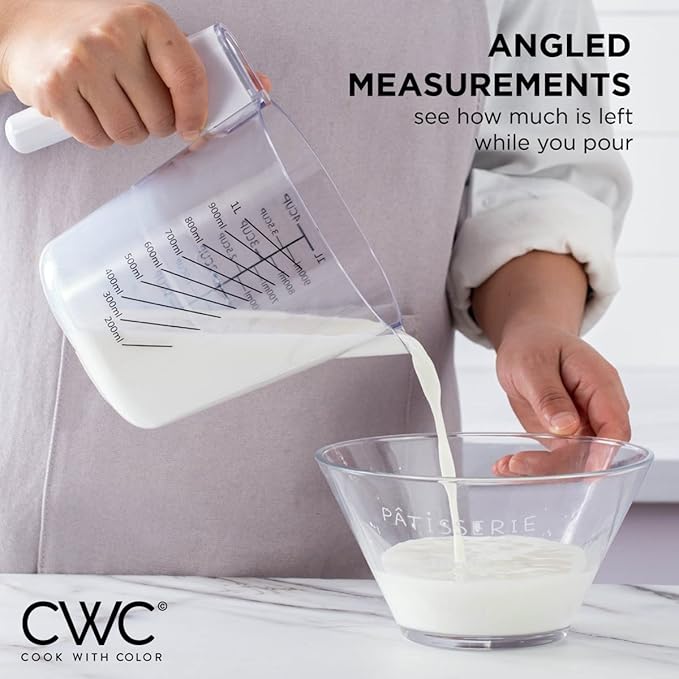 COOK WITH COLOR Measuring Cup Set - 9 PC. Nesting Stackable Liquid Measure Cup, Dry Measuring Cups and Spoons with Funnel and Scraper (Pastel)
