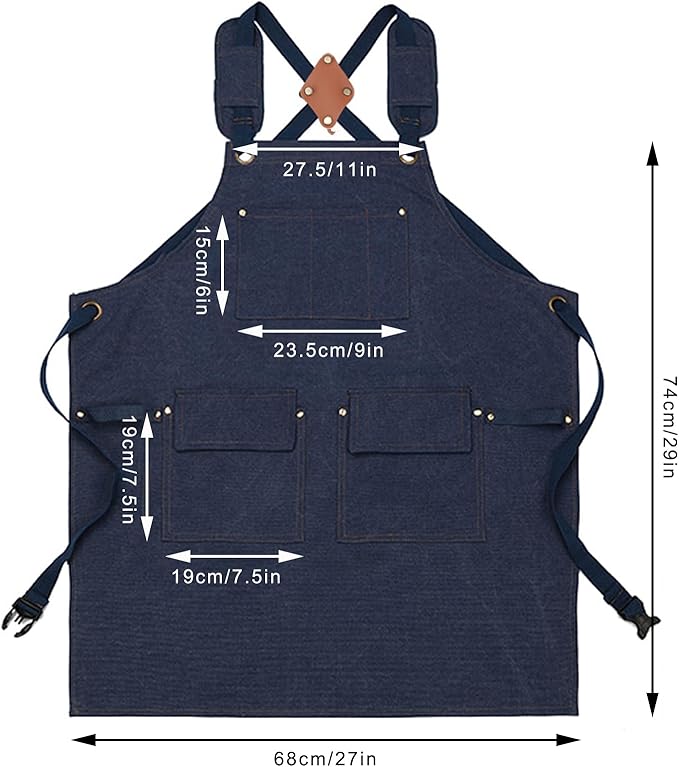 DILLMAN Woodworking Apron for Men Shop Apron Thick Canvas Work Apron with Tool Pockets