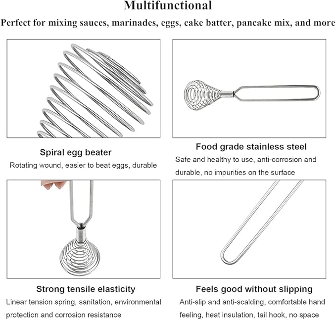 Stainless Steel Spring Coil Whisk Wire Whip Cream Egg Beater Gravy Cream Hand Mixer Kitchen Tool Accessories For Mixing, Blending, Beating, Stirring, Cooking
