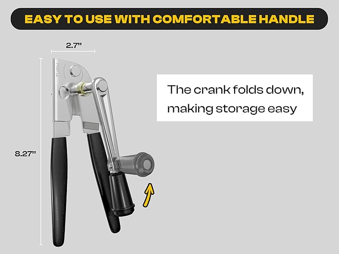 Heavy Duty Can Opener with Magnet – Commercial Can Opener Manual for Seniors, Hand Held, Sharp Blade, Smooth Edge – Folding Knob for Easy Storage, Built in Bottle Opener