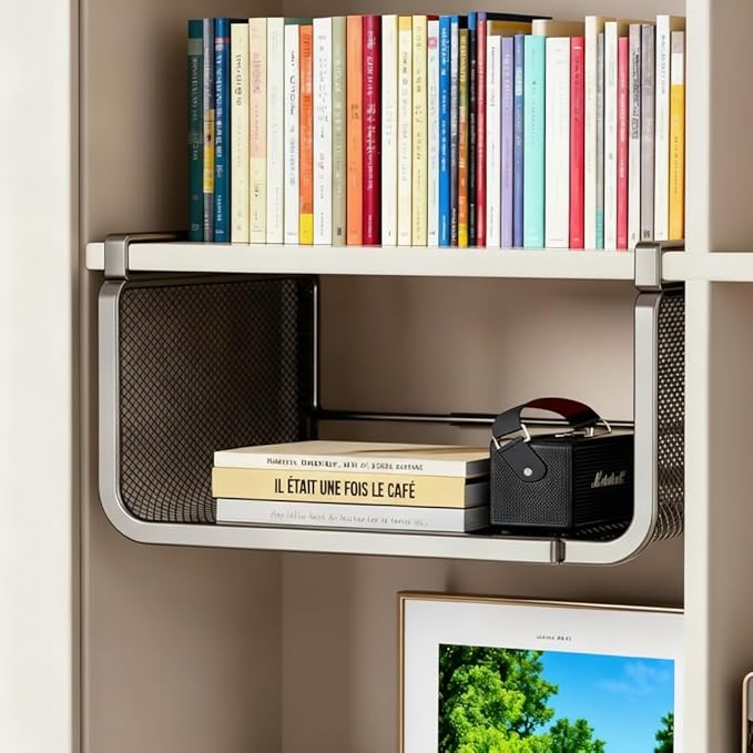 Expandable Hanging Storage Racks for Kitchen Cabinet ，Pantry & Cupboard Under Shelf Basket Organizer (Black)
