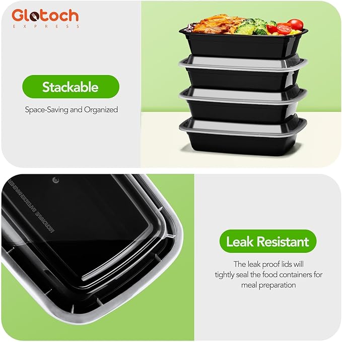 Meal Prep Containers 24oz-100 Pack (200-Piece) Reusable Food Storage Containers with Lids Microwave, Freezer, Dishwasher Safe - Leakproof & BPA Free Durable Plastic Bento Box for To Go Take Out