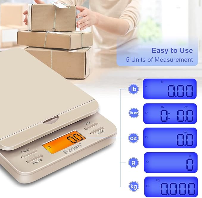 Fuzion Shipping Scale, 86 lb/0.1oz Digital Postal Scale for Packages, Hold and Tare, Postage Scale, Mail Scale, Shipping Scale for Small Business, LCD Display, Battery & AC Adapter