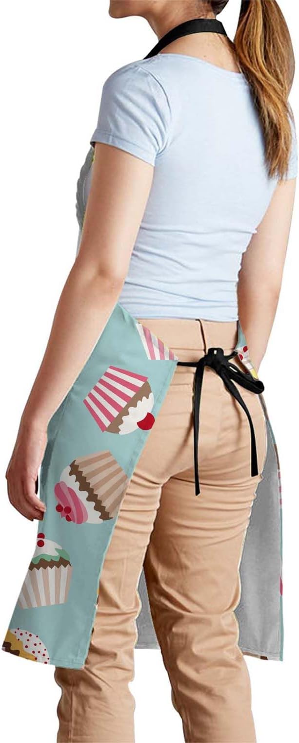 oFloral Cupcake Apron Unisex Adjustable Bib Apron Cooking Kitchen Chef Women Men Aprons for Home Kitchen, Restaurant,Coffee House,Shop,Garden