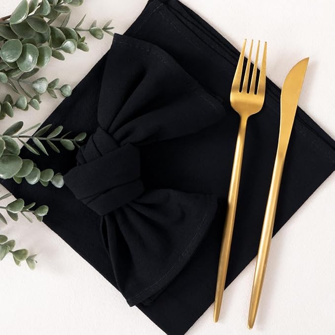 Socomi Cloth Napkins Black Easter Spring Washable Reusable Bulk Linen Cotton Napkins Set of 4 17"x17" for Wedding Party Bridal Baby Shower Birthday Dining Table Decorations