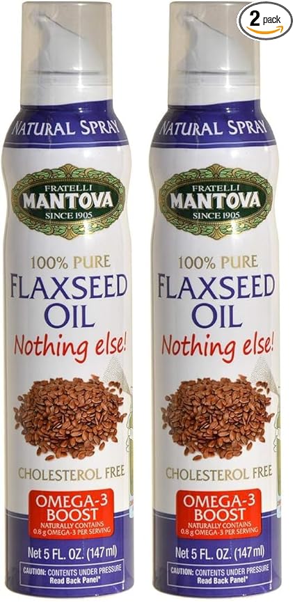 Mantova Flaxseed Oil, 100% Pure Cooking Spray with Omega-6, perfect for Keto snacks, baking, or seasoning for cooking, our oil dispenser bottle lets you spray, drip, or stream with no waste, 5 oz