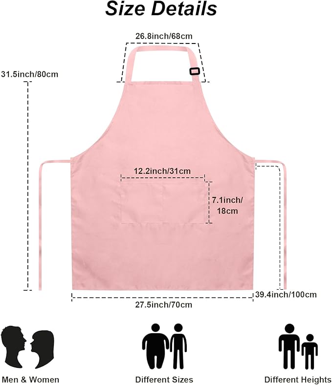 15 Pcs Adult Aprons Bulk with Pockets Adjustable Bib Chef Apron for Women Men Painting Cooking Crafting (S/L)