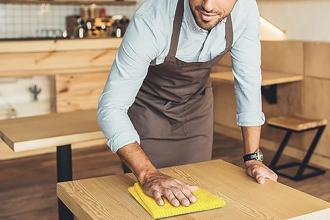 Softolle Bar Mop Towels, Pack of 12-16x19 Inches - 100% Cotton Super Absorbent Towels, Multi-Purpose for Home and Bar Cleaning (Yellow)