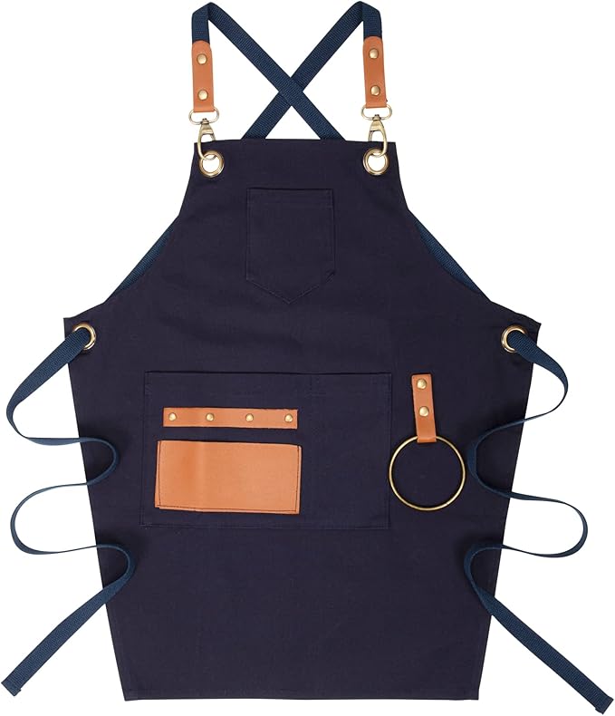 NEOVIVA Heavy Duty Work Apron for Kid Boys with Pockets and Adjustable Cross-back Straps