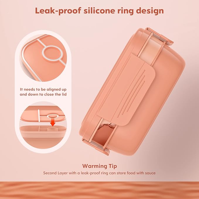 HOMETALL Bento Box Adult Lunch Box,3 Stackable Bento Lunch Containers for Adults/Kids, Modern Minimalist Design Bento Box with Utensil Set, Leak-Proof Lunchbox for Dining Out, Work, Picnic, School