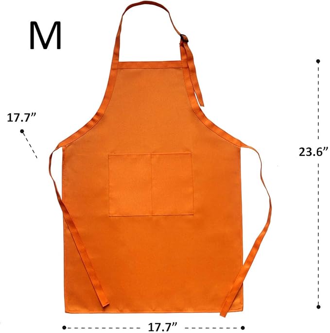 6 Pack Adjustable Kids Apron and Chef Hat for Cooking Baking Painting Art, Kids Apron for Girl Boy with 2 Pockets