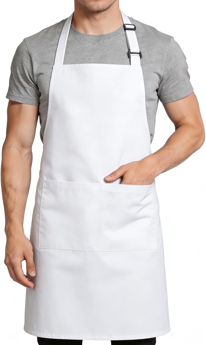 Large Chef Apron for Men and Women, Cooking Kitchen Aprons with 2 Large Pockets Water Oil Resistant
