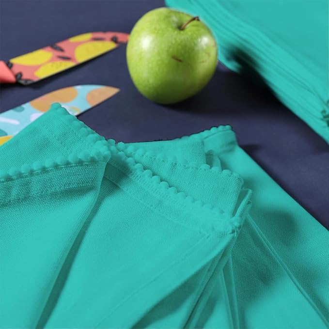 TARAN LIVING Kitchen Towels with Hanging Loop, 100% Cotton Solid Kitchen Dish Cloths, Valentine Decor Kitchen Hand Towel Reusuable Dish Towel for Cleaning, Drying, 18"x 28", Pack of 6 Teal
