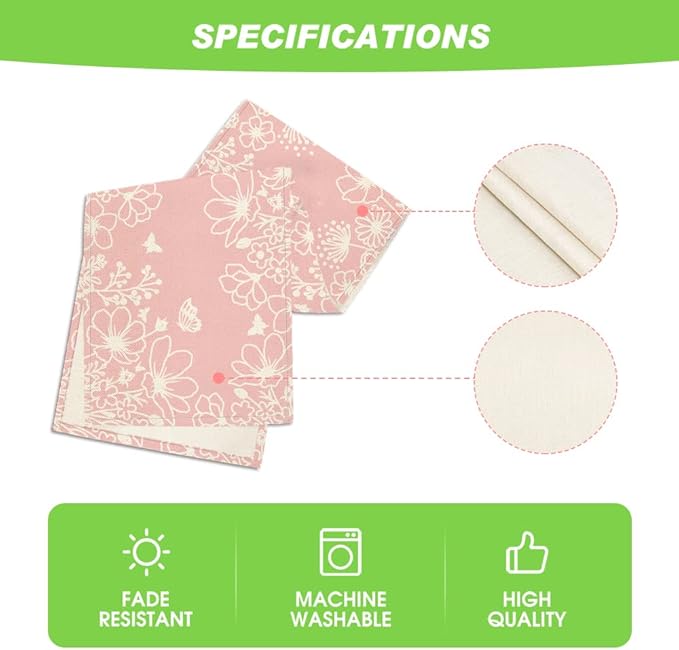 Artoid Mode Pink Bloom Flowers Butterfly Spring Table Runner, Seasonal Holiday Kitchen Dining Table Decoration for Home Party Indoor 13x90 Inch