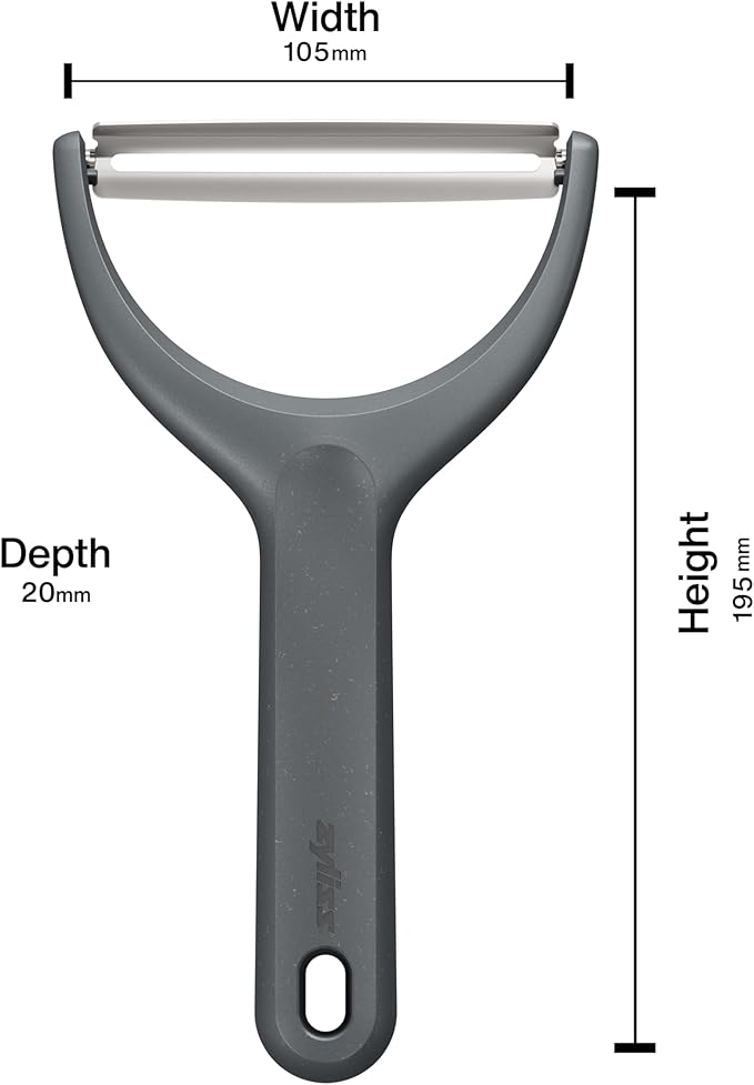 Zyliss Wide Peeler – Extra-Wide Stainless Steel Blade for Cabbage, Eggplant & Large Produce – Ergonomic Wheatstraw Handle – Safety Blade Cover – Dishwasher Safe – 5-Year Guarantee