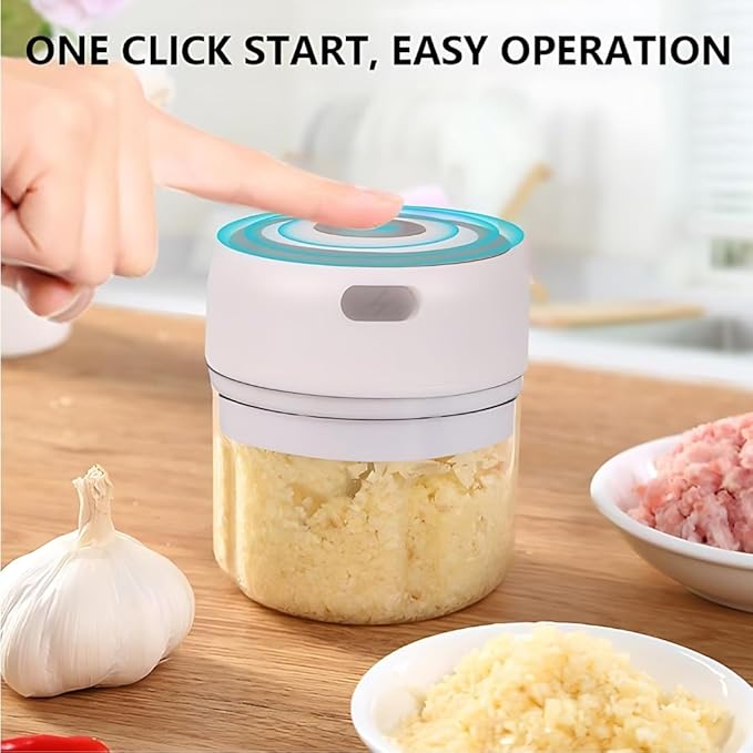 Mini Electric Food Processor & Garlic Chopper, 250ML USB Rechargeable, One-Touch Cordless Chopper with 3 Stainless Steel Blades for Garlic, Onion, Vegetables & Baby Food (Green)