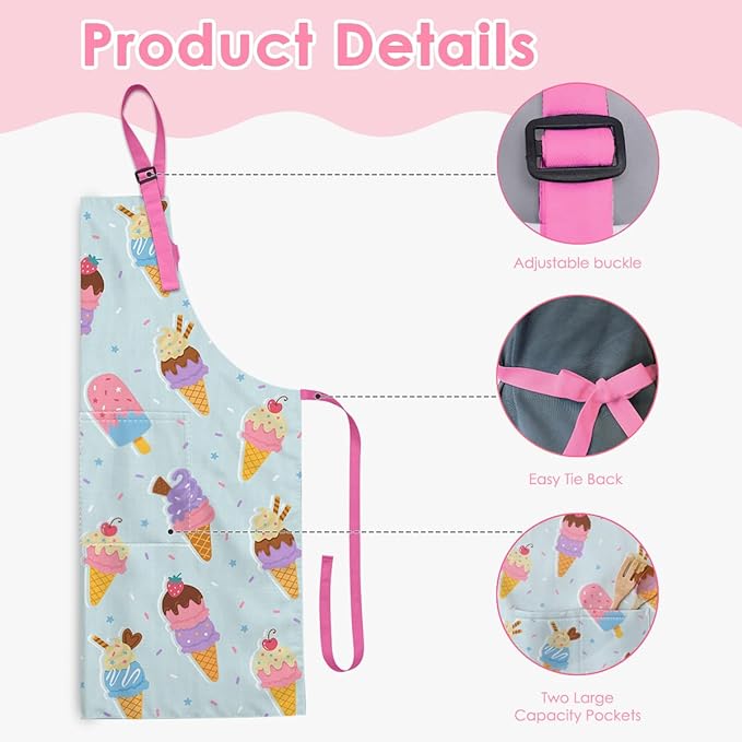 SANDJEST Kids Apron with Chefs Hat Set, Kitchen Apron Gifts