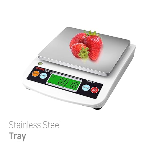 VisionTechShop VK-4C 0.1g Premium Food Kitchen Scale, Lb/Oz/Kg/g Switchable, Stainless Steel Plate Food Scale, LCD Display with Backlight, 10lb Max Capacity, 0.001lb Readability