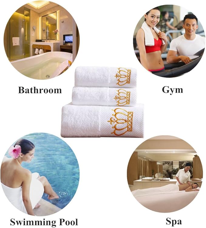 Sunshinejing Premium 100% Cotton Bath Towel Set;1 Bath Towels,1 Hand Towel & 1 Washcloth,Luxury Bathroom Super Soft and Highly Absorbent,Hotel & Spa Quality