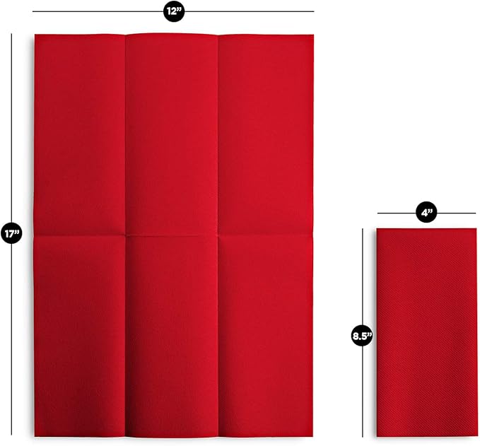 100 Linen-Feel Colored Paper Napkins - Decorative Cloth-Like Brighet Red Dinner Napkins - Soft And Absorbent. For Kitchen, Party, Wedding, Bathroom Or Any Occasion. (Pack of 100)