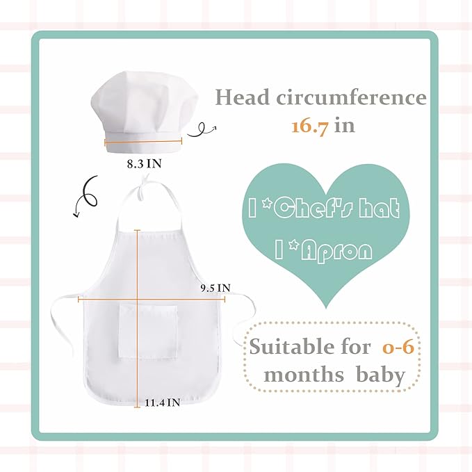 KHC-KHF Newborn Photography Prop Baby Chef Outfits Chef Hat Apron Set Infant Chef Costume Toddler Cosplay Costume Boy Girl