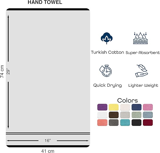 Hawmam Linen White Hand Towels for Bathroom, Set of 4, 16x29 Inch, Premium Turkish Cotton, Highly Absorbent Hotel Collection, Blissful Luxury Spa Feel, White Towels