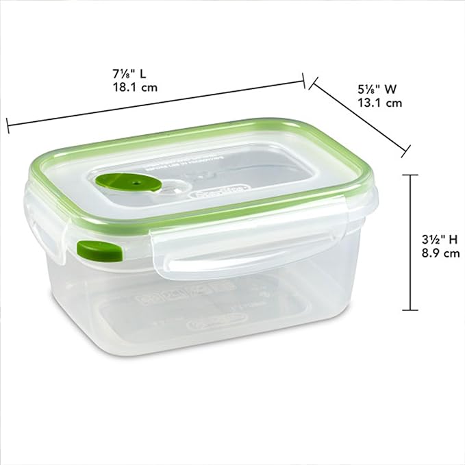 Sterilite Ultra-Seal 4.5 Cup Rectangle, Airtight Food Storage Container, Latching Lid, Microwave and Dishwasher Safe, Clear With Green Gasket, 24-Pack