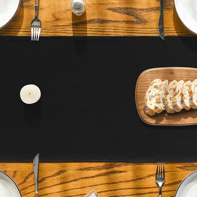 Artoid Mode Black Table Runner, Seasonal Halloween Washable Kitchen Dining Table Decoration for Home Party Decor 13x90 Inch