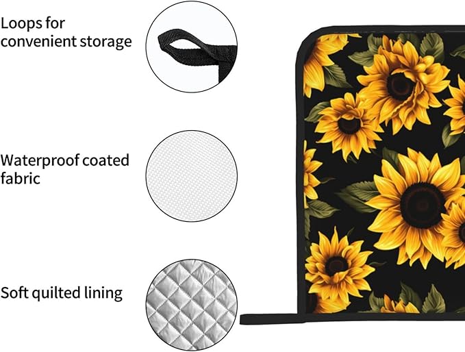 2Pcs Yellow Sunflowers Pot Holders for Kitchen Clearance Heat Resistant Hot Pads for Cooking Baking Grilling