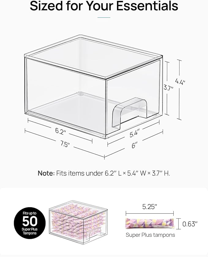 Vtopmart 12 Pack Small Clear Stackable Storage Drawers,Acrylic Bathroom Makeup Organizer,Plastic Storage Bins For Vanity, Undersink, Kitchen Cabinets, Pantry, Home Organization