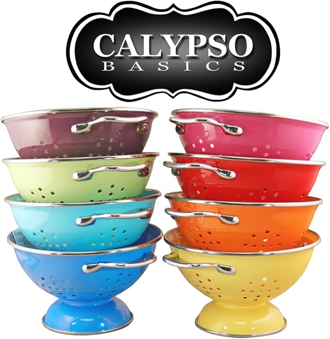 Reston Lloyd Calypso Basics Powder Coated Enameled Colander, 3-Quart, Turquoise