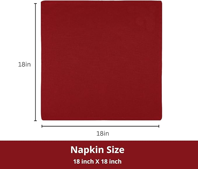 PurpleEssences Set of 12 Cloth Dinner Napkins 100% Cotton 18x18 Inch - Soft Durable Washable - Ideal for Farmhouse Party Spring Easter Summer - Perfect Everyday Use Table Linen - Red