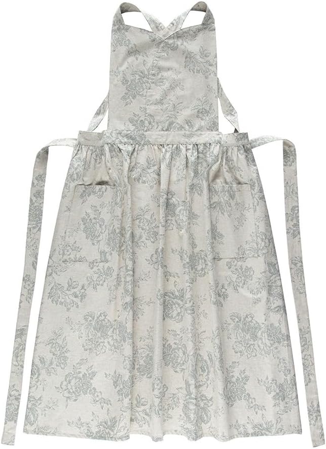 Adult Kitchen Apron Floral Cotton Waterproof Adjustable Apron Cooking Baking Garden Chef Apron with Pocket