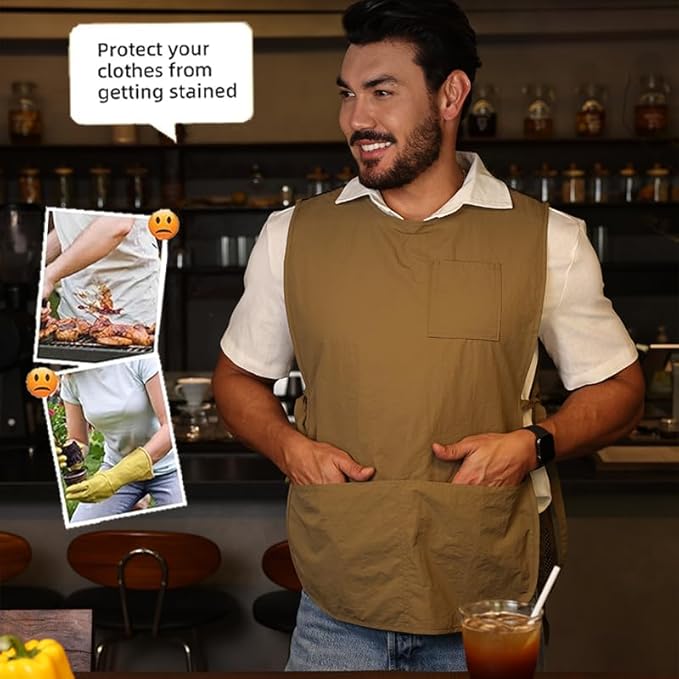 Chef Apron-Cross Back Apron for Men Women with Adjustable Straps and Large Pockets,Canvas