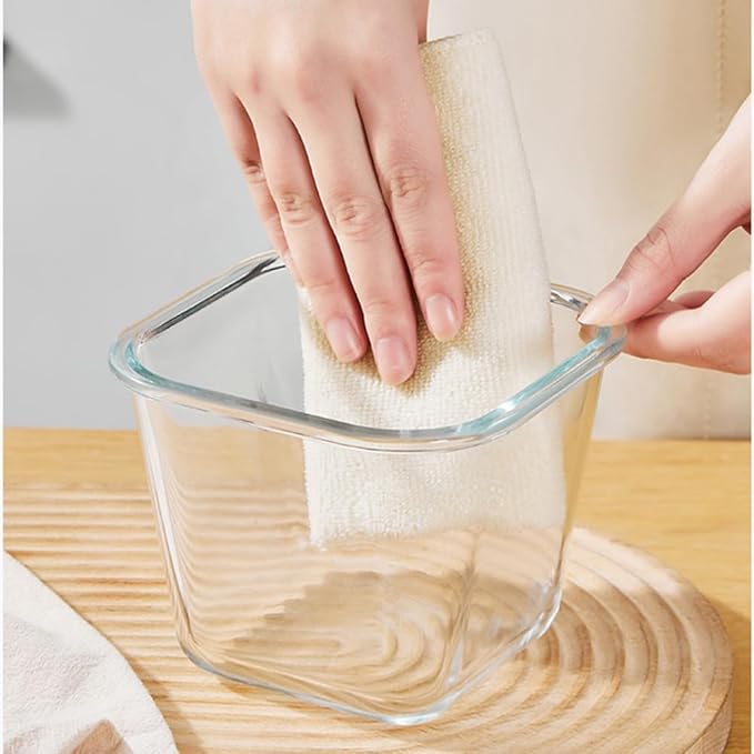 H.JSS WDJS 4 Cup Square Glass Food Storage Container with Lids, Square Glass Soup Container with Airtight Lids, 32 OZ Food Prep Bowls for Leftovers, Salad, Microwave、Fridge、Dishwasher Safe (4 Pack)