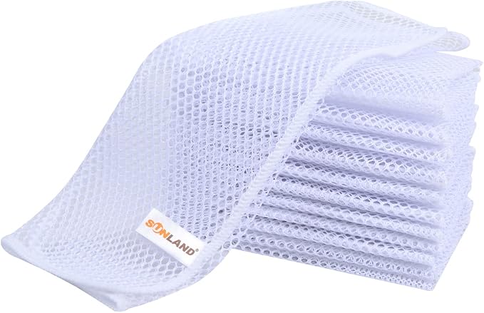 SUNLAND Mesh Dish Cloths Kitchen Dish Cloths for Washing Dishes Fast Drying No Odor Dish wash net 12 Pack 12 Inch x 12 Inch White