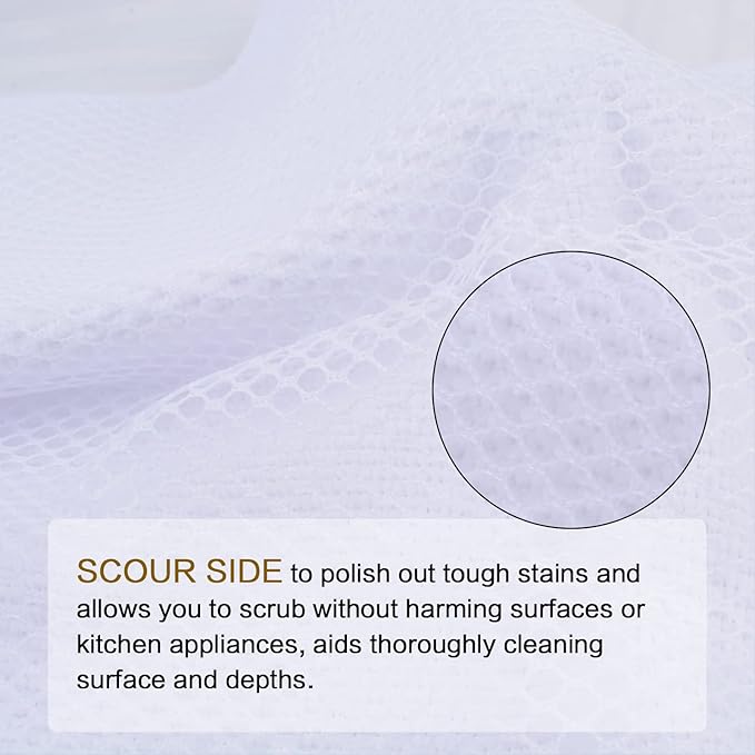 SINLAND Microfiber Dish Cloth Washing Cloths for Dishes Best Kitchen Cloths Cleaning Cloths Wash Cloth for Kitchen Poly Scour Side 12Inchx12Inch 20 Pack