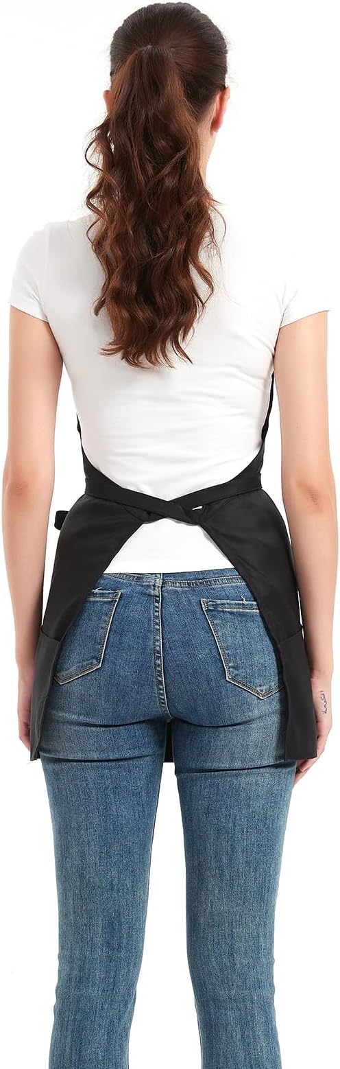 Short Aprons for Women with 3 Pockets，Waterproof Chef Apron for Cooking, Men Kitchen Apron for Grilling Bbq