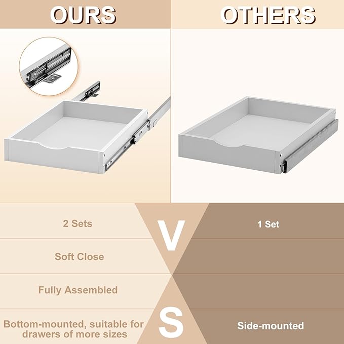 Menkxi 2 Set Wooden Pull out Cabinet Organizer Fully Assembled Slide out Pantry Drawer with Gentle Close Storage Shelf Tray for Base Kitchen Under Sink Bathroom Accessory