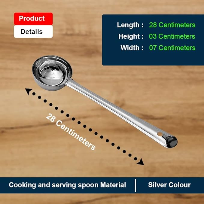 Stainless Steel Deep Ladle | Soup/Milk Ladle | Cooking and Serving Spoon for Kitchen (Pack of 2)
