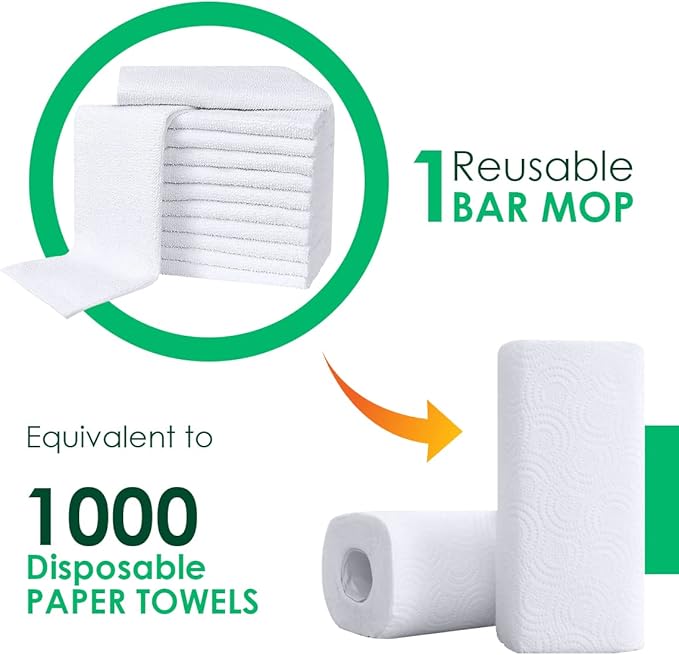 Avalon Towels Bar Towels (Pack of 36) Size 14x17 Inches – 100% Cotton, Absorbent and Reusable Cleaning Rags, Multipurpose Cleaning Towels, Terry Cloth Rags, Durable Shop Rags (White)