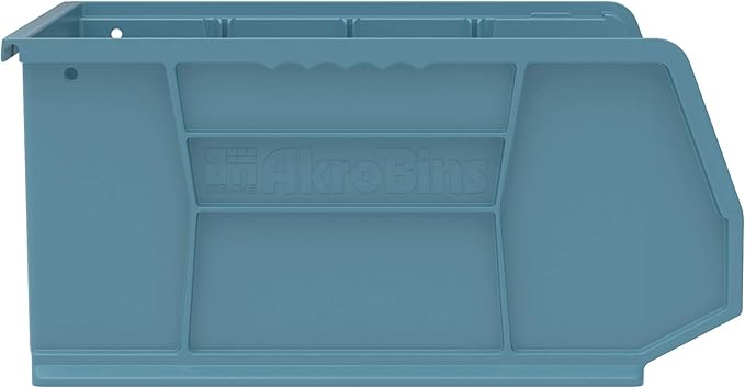 Akro-Mils 30250 AkroBins Plastic Storage Bins - Hanging Stacking Containers, 15x16x7-Inch, Light Blue (6-Pack)