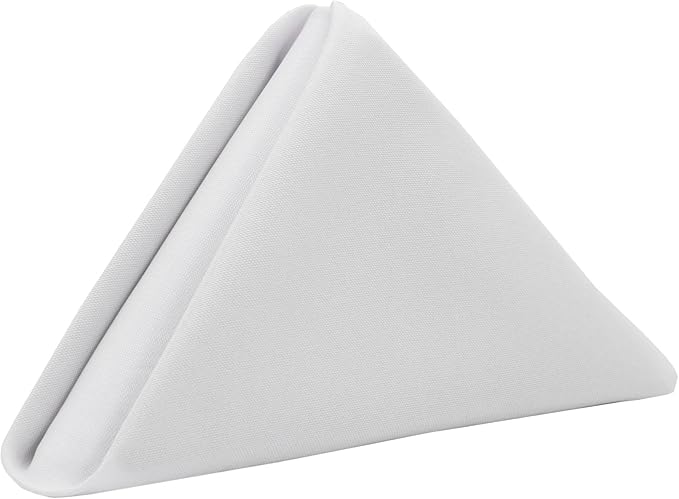 Your Chair Covers Cloth Polyester Napkins, 20 x 20 Inch, Washable Dinner Fabric Linen Napkins with Hemmed Edges for Restaurant, Wedding and Holiday Pack of 10 (White)